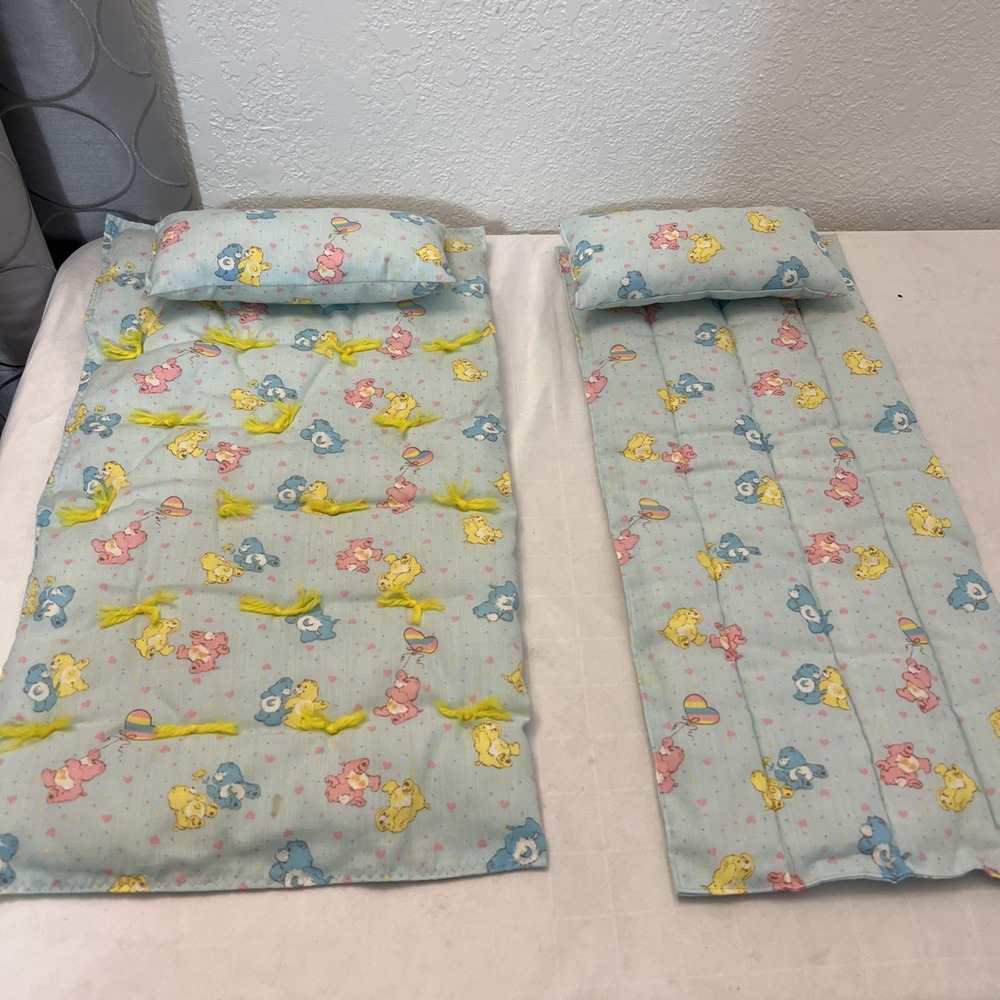 Care Bears‎ Handmade Baby Doll Quilts Pillows Vintage 1980's Blue Heart Balloon